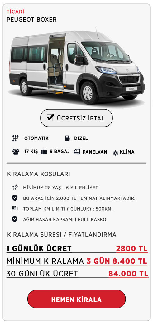 Kiralık Peugeot - Aylık Kiralık boxer - Aylık Kiralık Araç - Günlük Peugeot - Günlük Araç